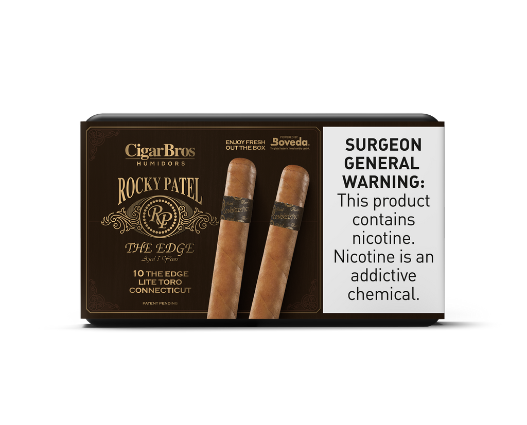 Rocky Patel Edge By CigarBros Cigars CigarBros 10ct Rocky The Edge Toro Connecticut + 7% Discount + FREE Humidor 