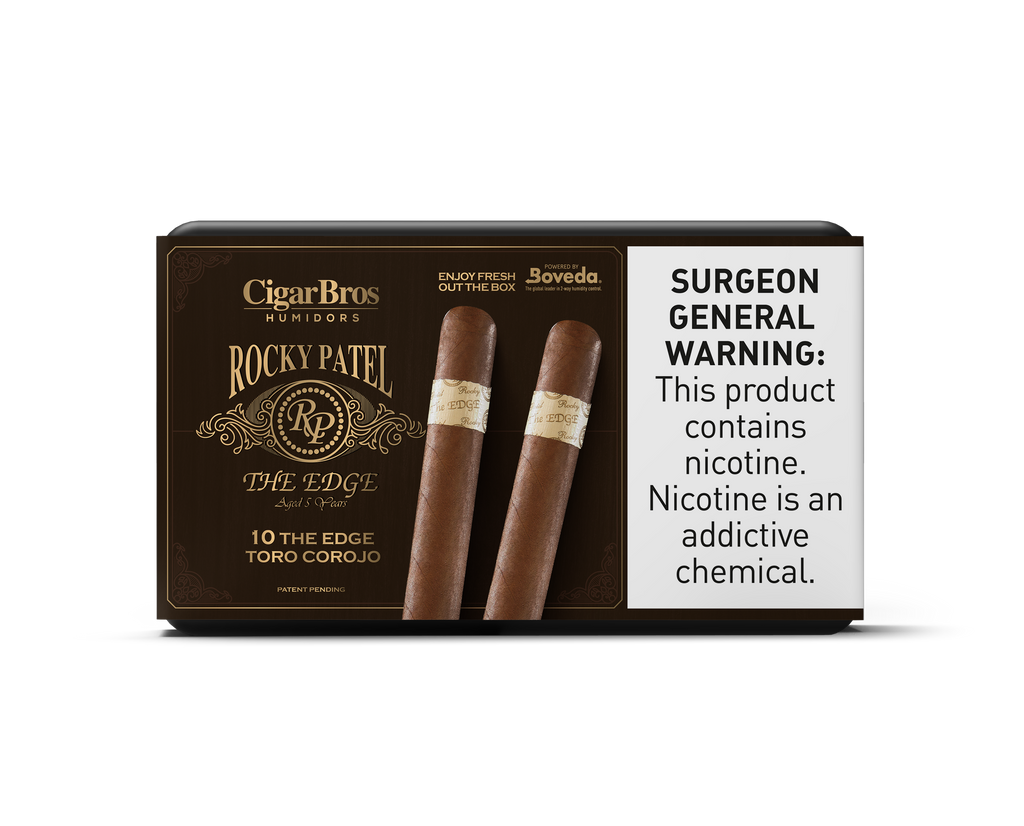Rocky Patel Edge By CigarBros Cigars CigarBros 10ct Rocky The Edge Toro Corojo + 7% Discount + FREE Humidor 