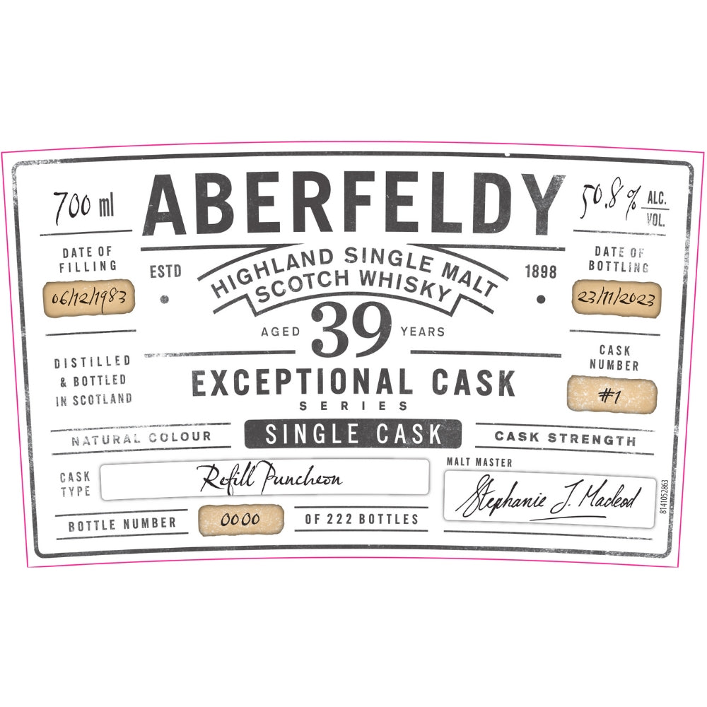 Aberfeldy 39 Year Old Exceptional Cask Series Scotch Aberfeldy 