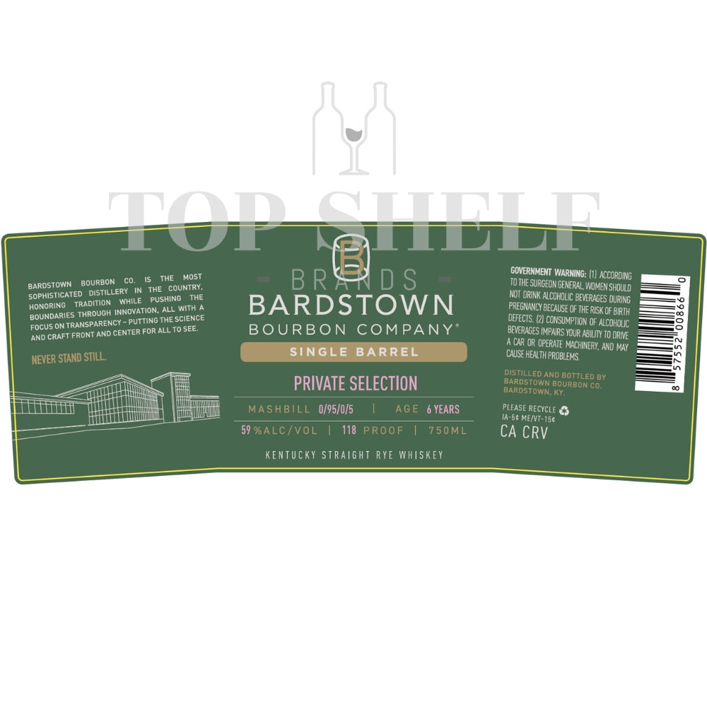 Bardstown Bourbon Single Barrel Private Selection Rye Rye Whiskey Bardstown Bourbon Company 