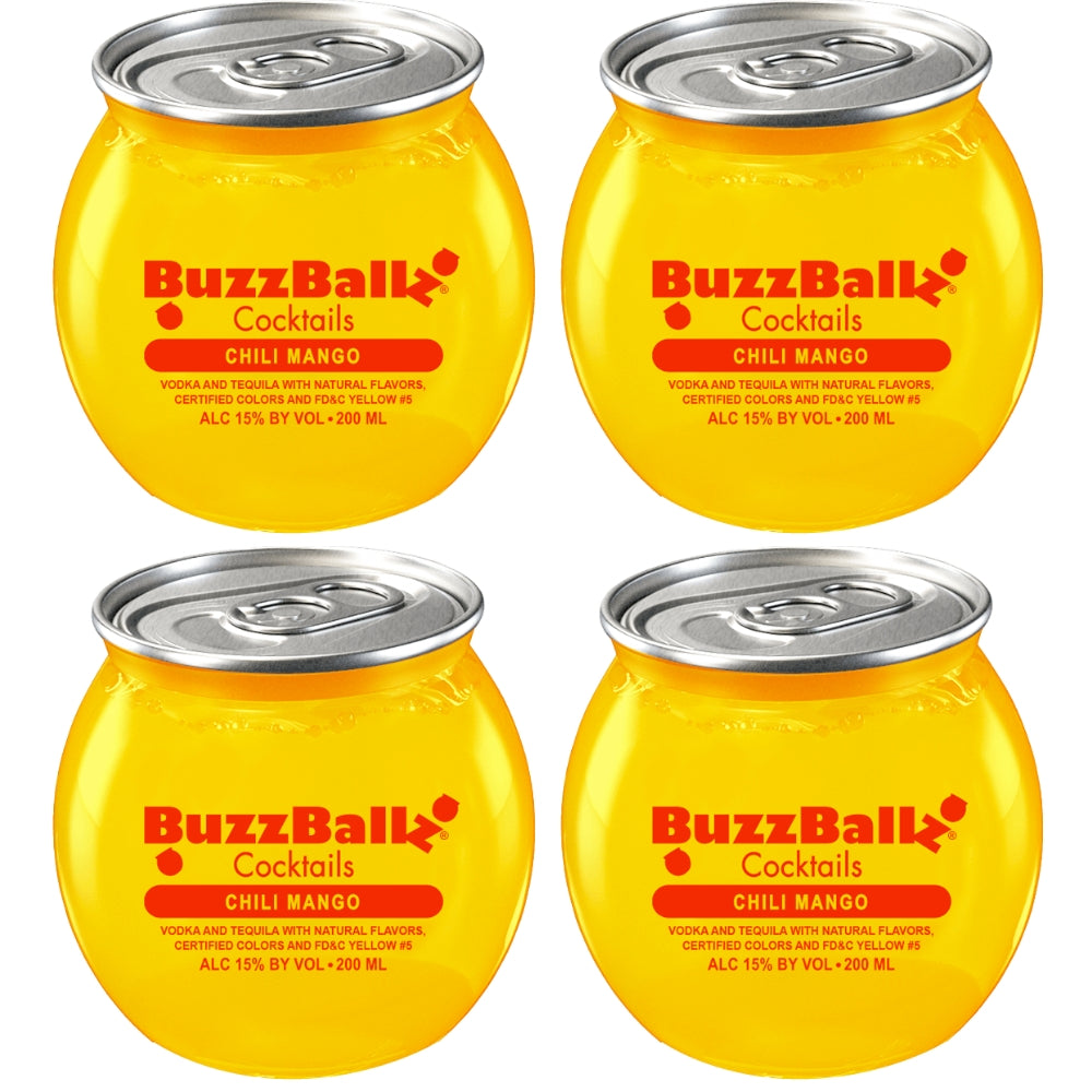 Buzzballz Chili Mango Pre-Mixed Cocktails 4-Pack Ready-To-Drink Cocktails Buzzballz 