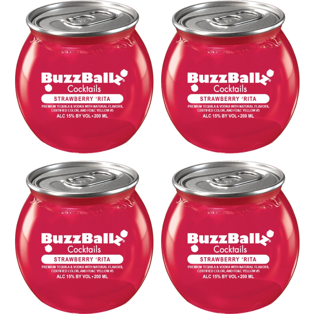 Buzzballz Strawberry 'Rita Pre-Mixed Cocktails 4-Pack Ready-To-Drink Cocktails Buzzballz 