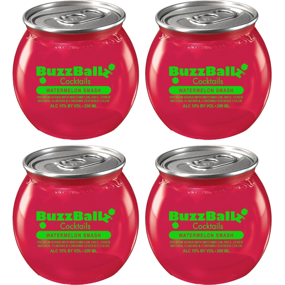 Buzzballz Watermelon Smash Pre-Mixed Cocktails 4-Pack Ready-To-Drink Cocktails Buzzballz 