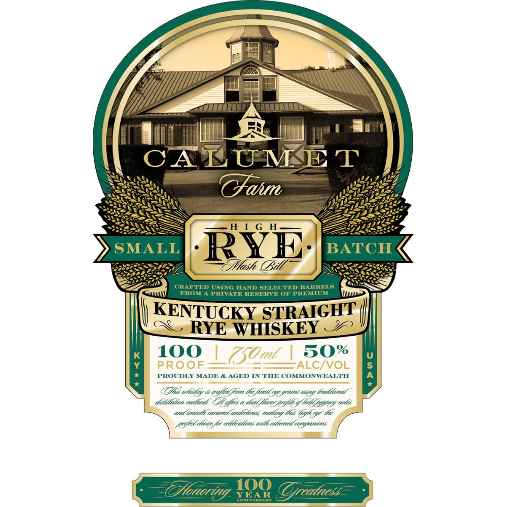 Calumet Farm 100th Anniversary High Rye Mashbill Rye Rye Whiskey Calumet Farm 