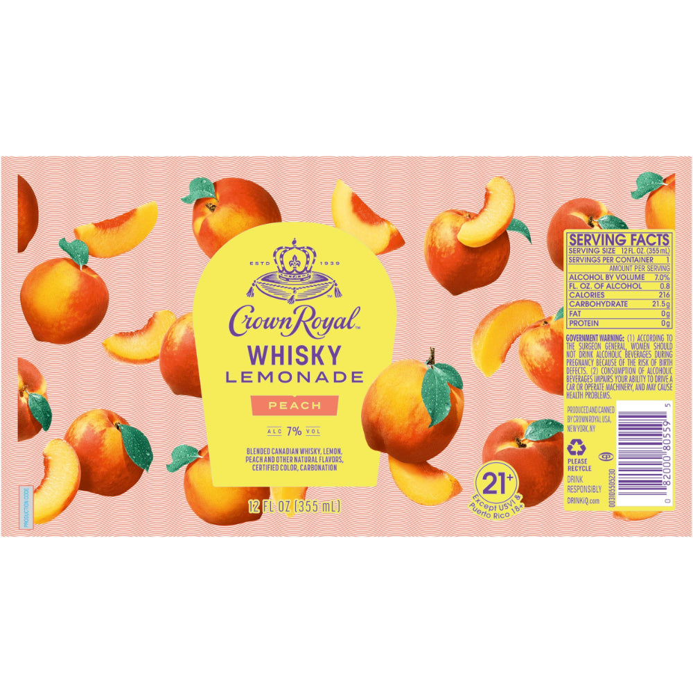 Crown Royal Whisky Lemonade Peach Canned Cocktail