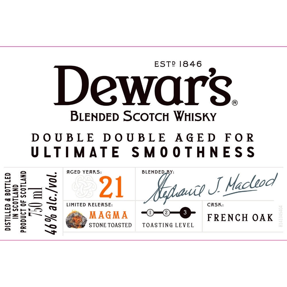 Dewar’s 21 Year Old Stone Toasted French Oak Cask Finished Scotch Scotch Dewar's 