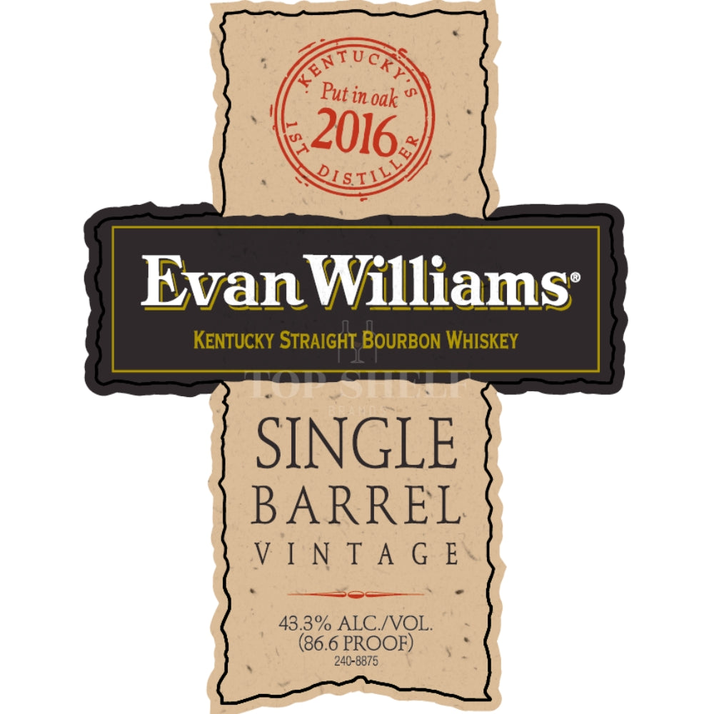 Evan Williams Single Barrel Vintage Bourbon 2016 Bourbon Evan Williams 