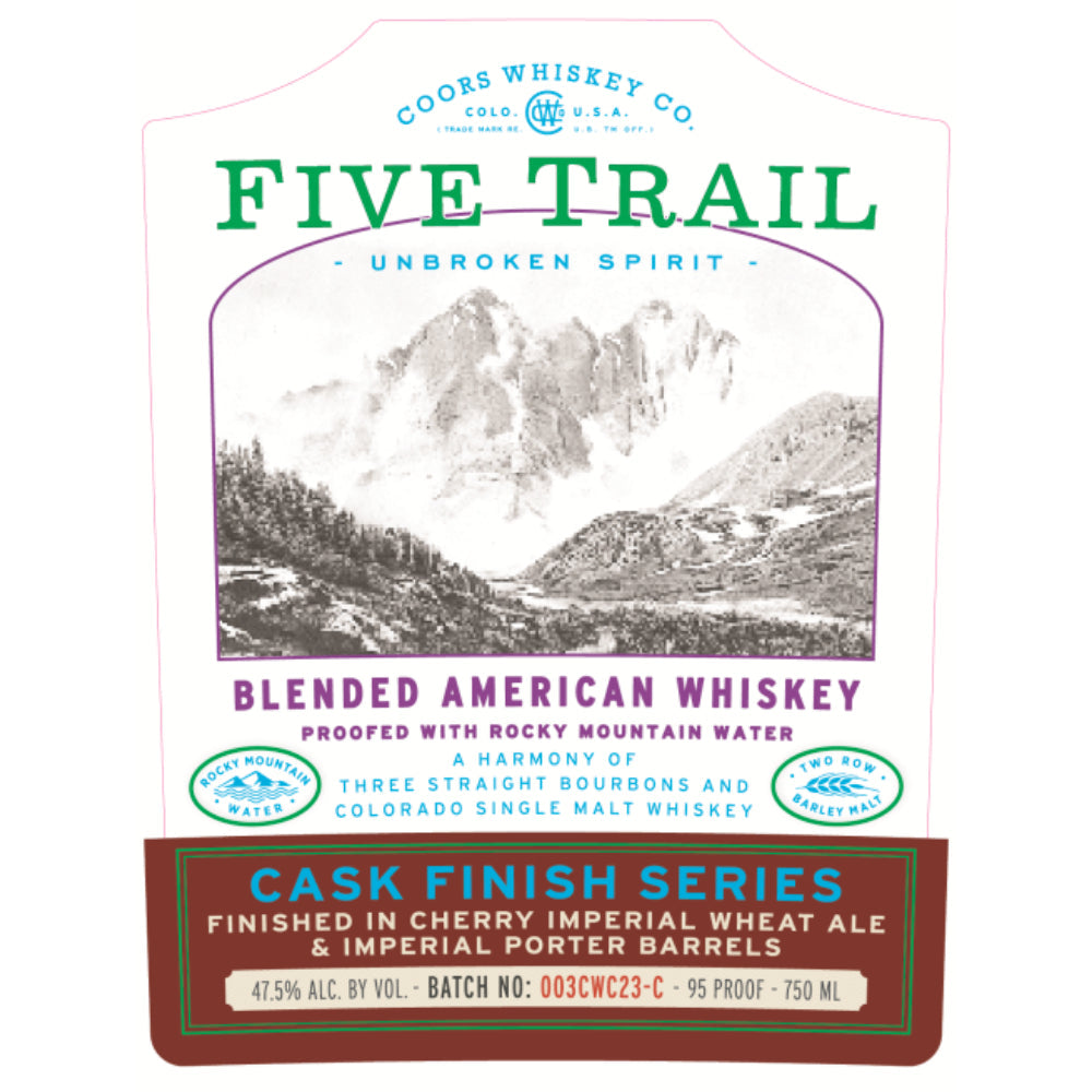 Five Trail Cask Finish Series Finished in Cherry Imperial Wheat Ale & Imperial Port Barrels Blended American Whiskey Coors Whiskey Co. 