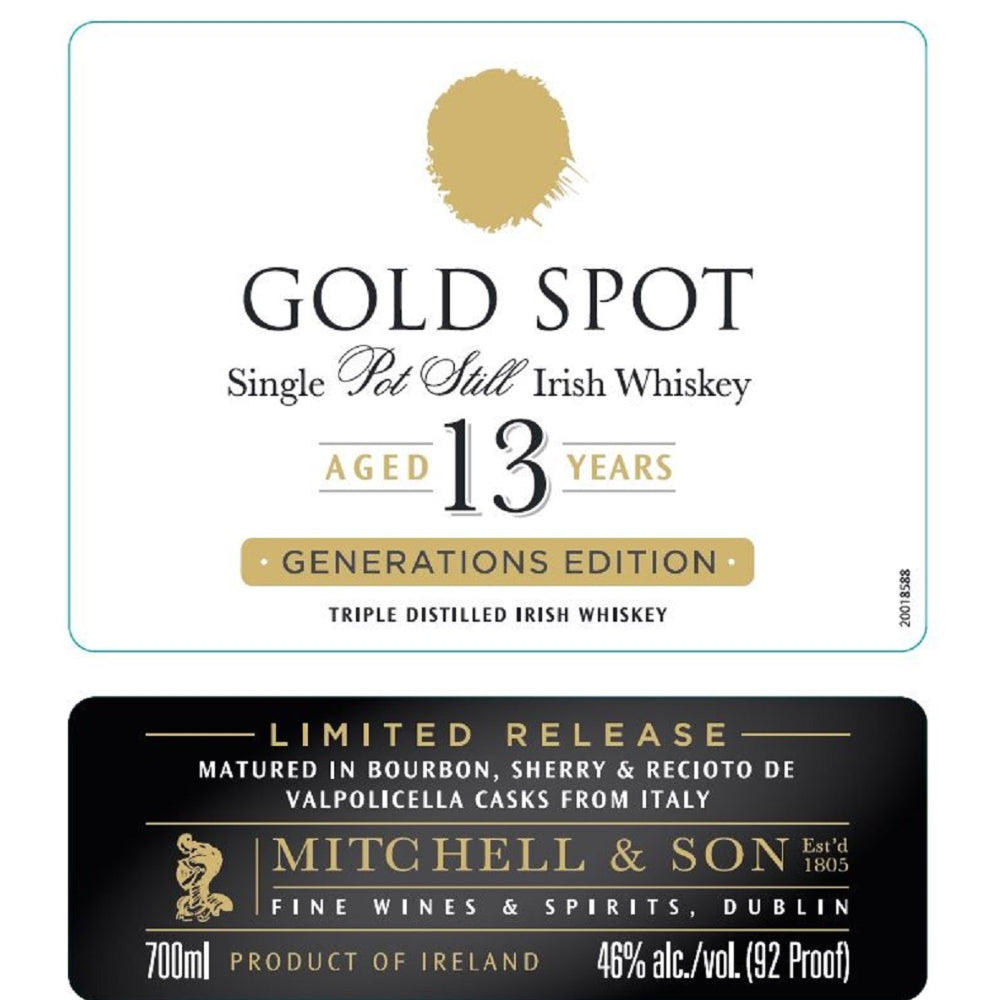 Gold Spot Generations Edition 13 Year Old Irish Whiskey Irish whiskey Spot Whiskey 