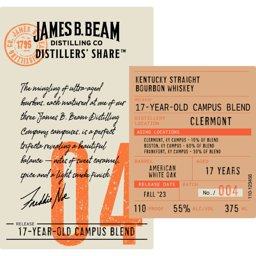 James B. Beam Distillers' Share 04 17 Year Old Campus Blend Bourbon James B. Beam 