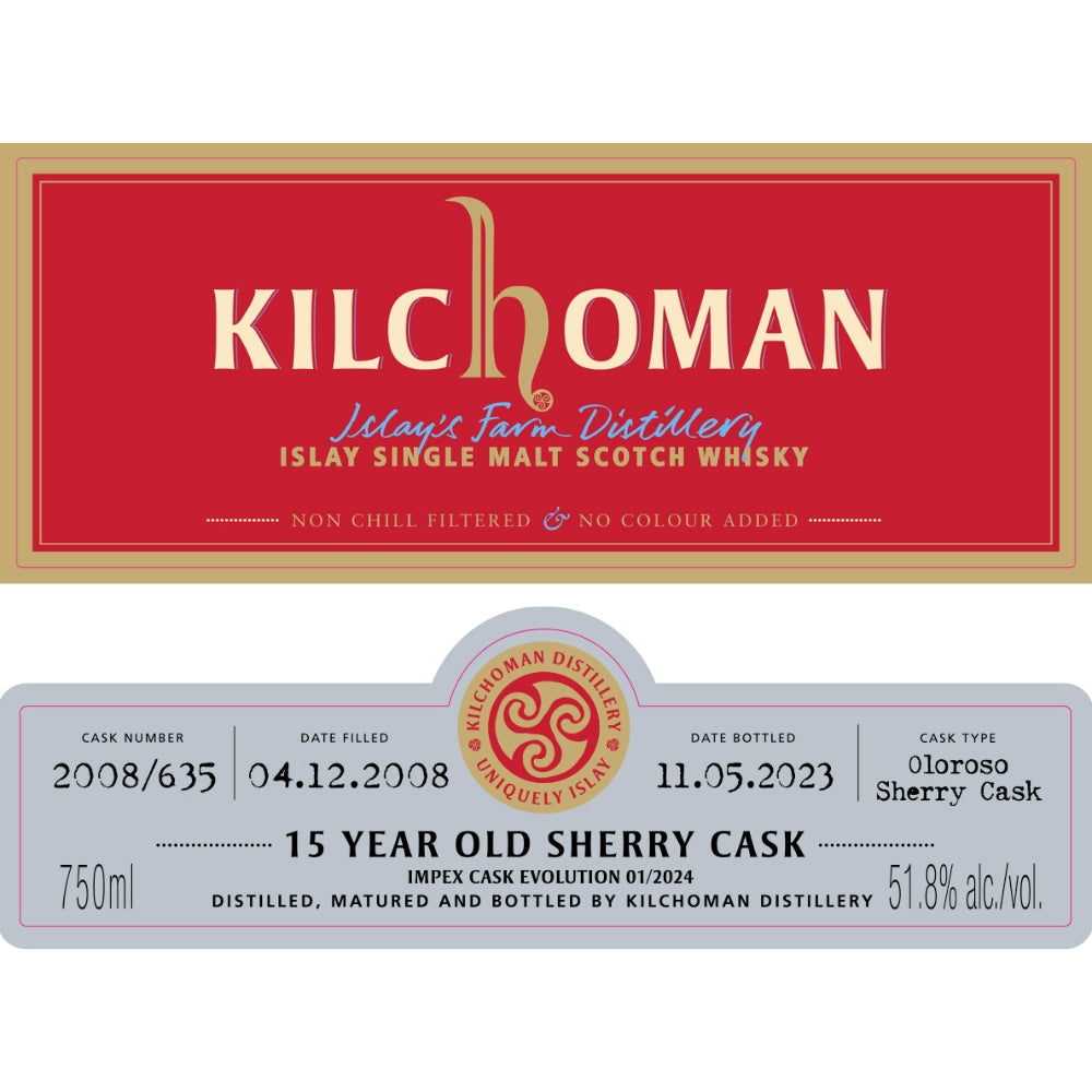 Kilchoman 15 Year Old Sherry Cask ImpEx Cask Evolution 01/2024 Scotch Kilchoman 