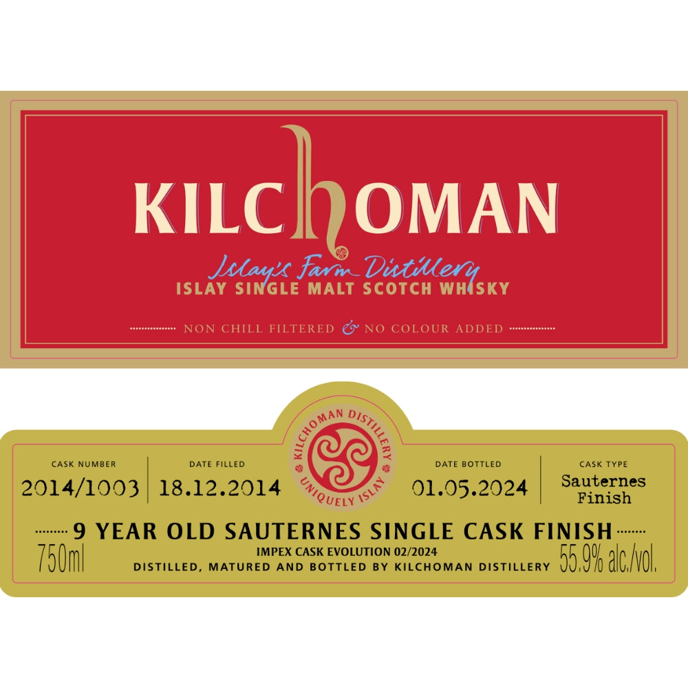 Kilchoman 9 Year Old Sauternes Cask ImpEx Cask Evolution 02/2024 Scotch Kilchoman 