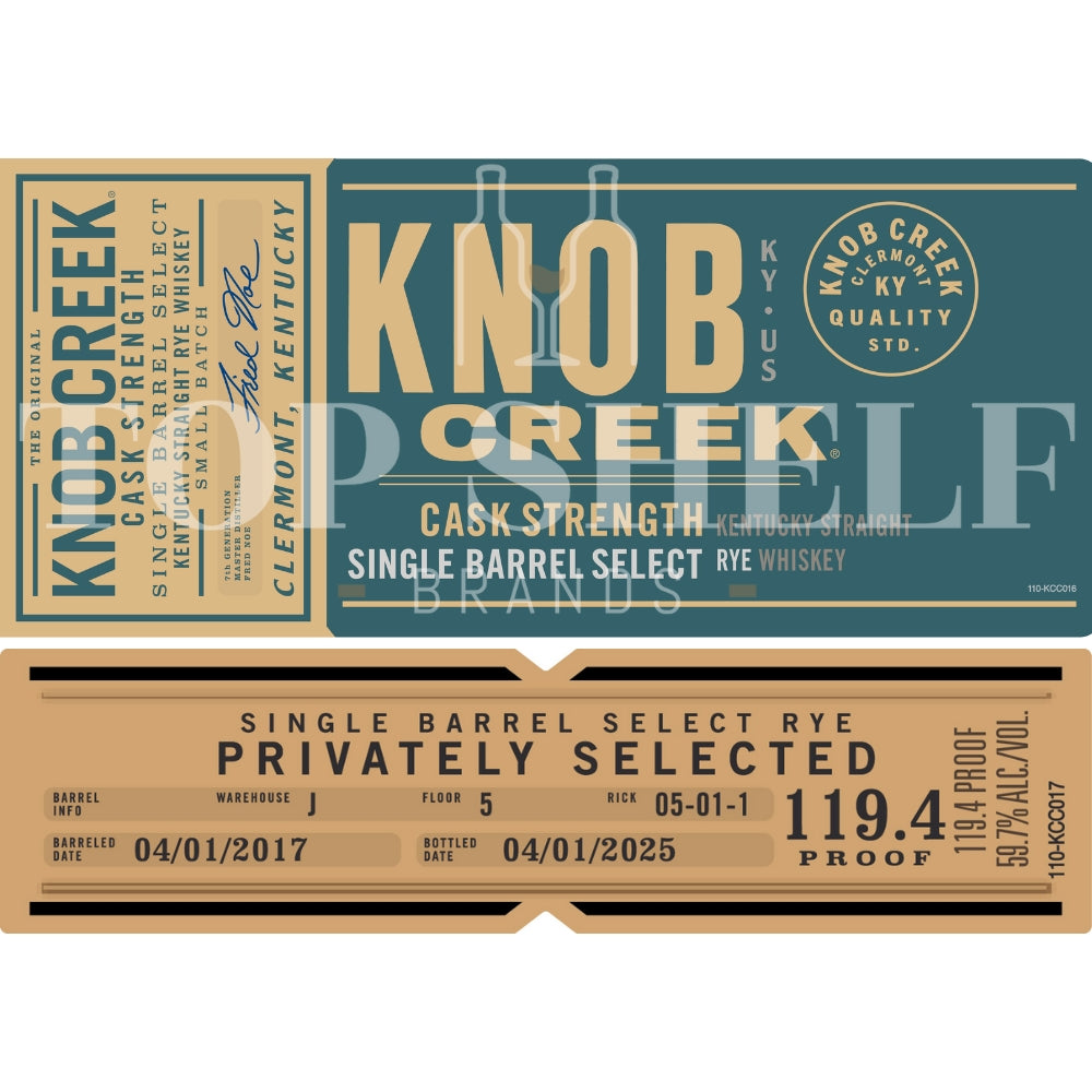 Knob Creek Cask Strength Single Barrel Select Rye