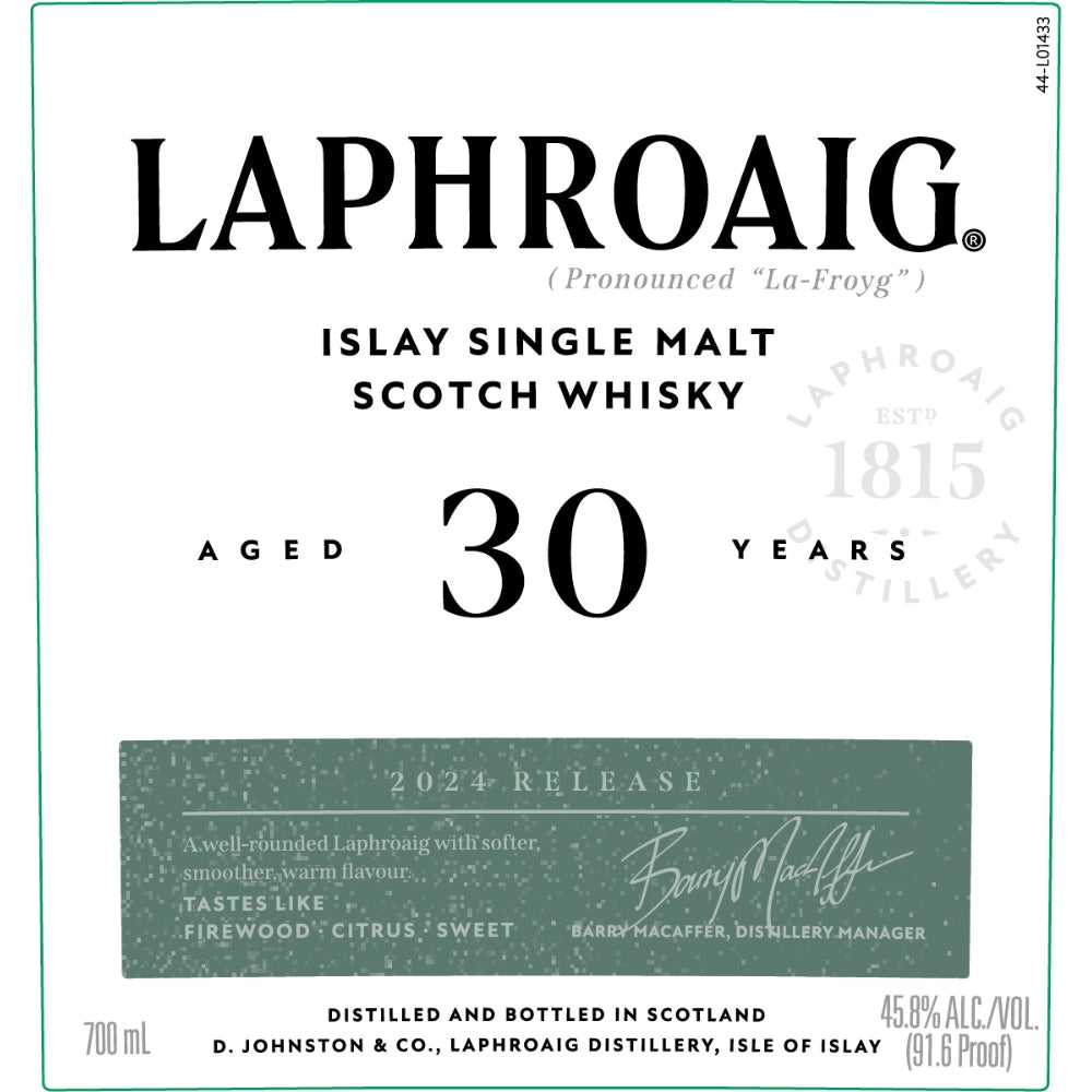 Laphroaig 30 Year Old 2024 Release Scotch Whisky Laphroaig 