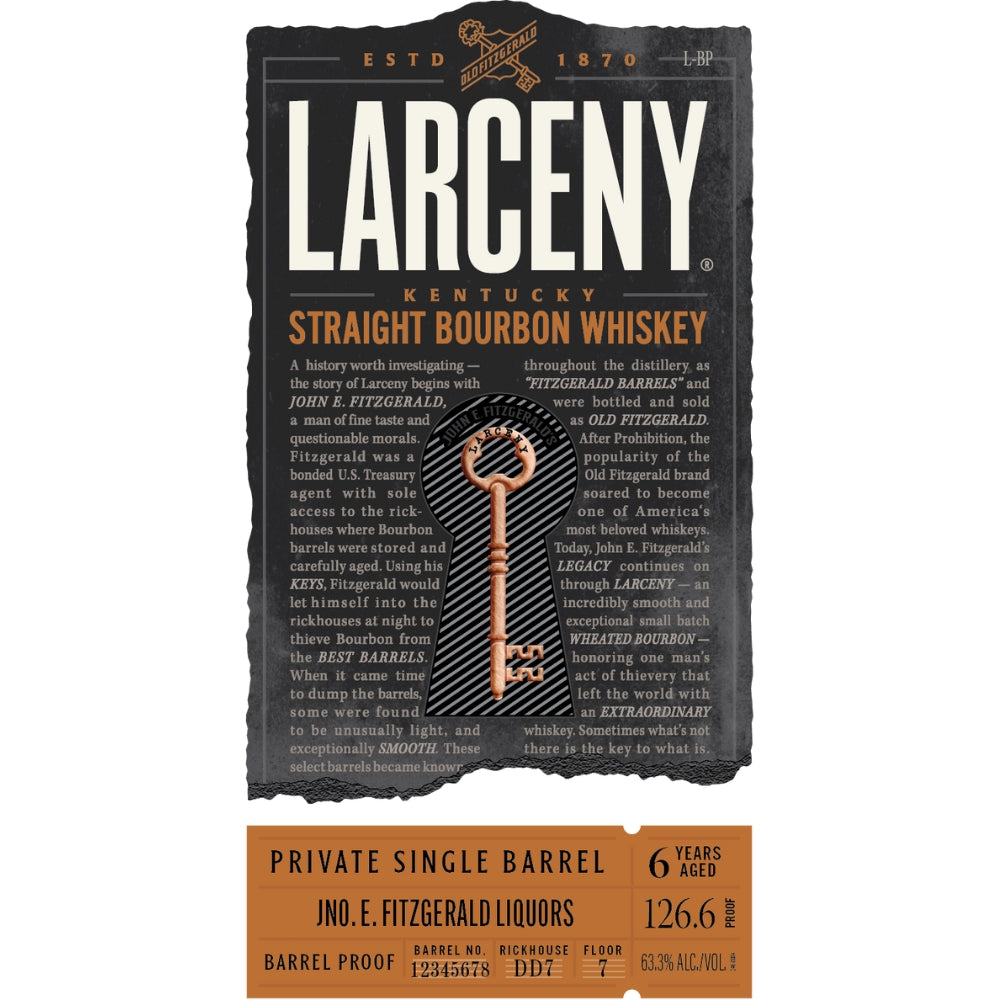 Larceny Barrel Proof Private Single Barrel Straight Bourbon Bourbon Larceny Bourbon 