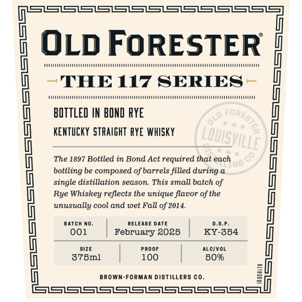Old Forester The 117 Series Bottled in Bond Straight Rye Rye Whiskey Old Forester 