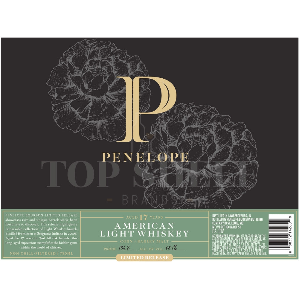 Penelope 17 Year Old American Light Whiskey Light Whiskey Penelope Bourbon 