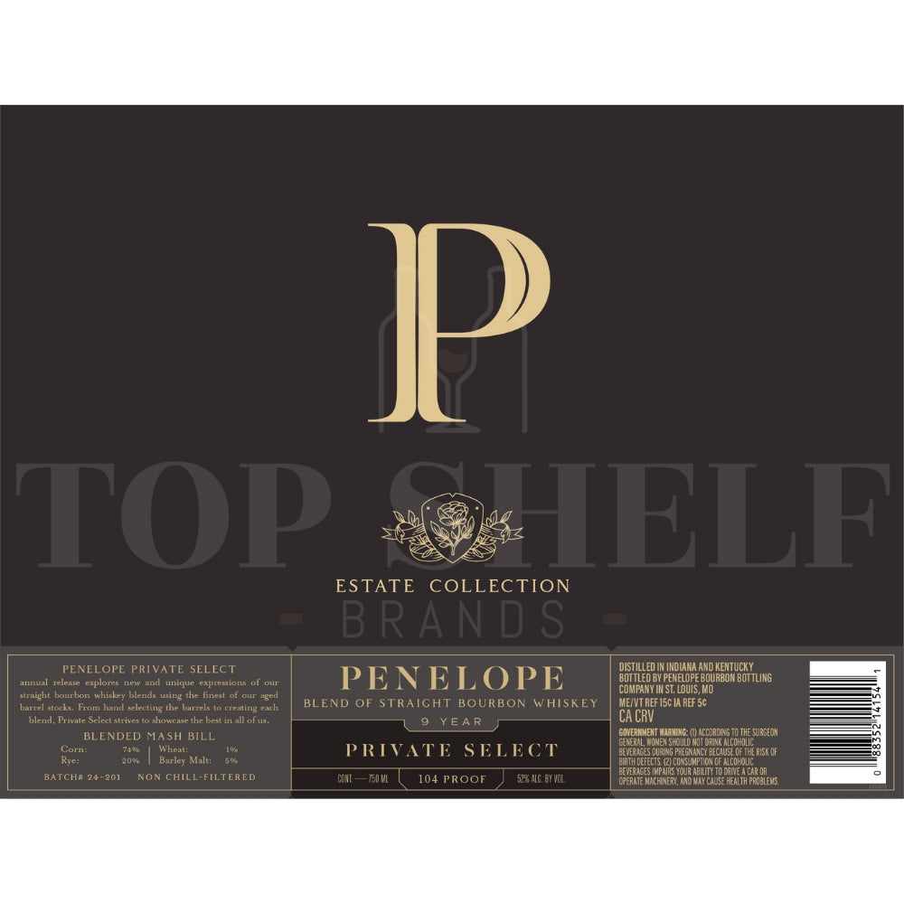 Penelope Estate Collection Private Select 9 Year Old Bourbon Bourbon Penelope Bourbon 