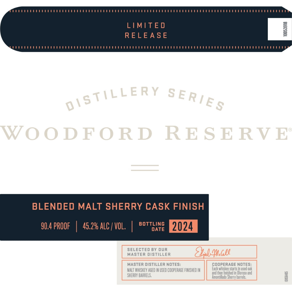 Woodford Reserve Distillery Series Blended Malt Sherry Cask Finish 2024 Release Malt Whiskey Woodford Reserve 