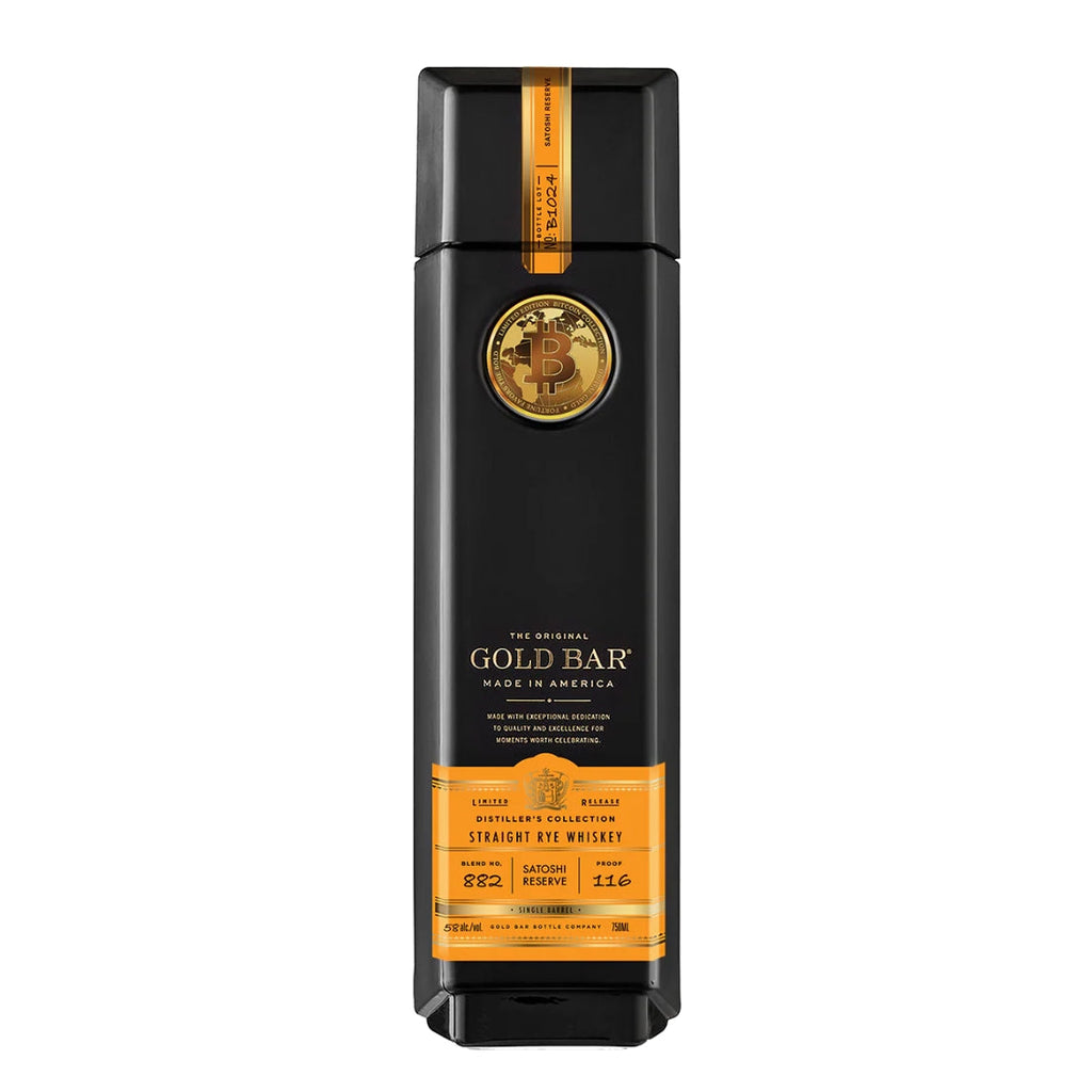 Gold Bar Bitcoin Satoshi Reserve Whiskey Limited Edition Blended Whiskey Gold Bar 