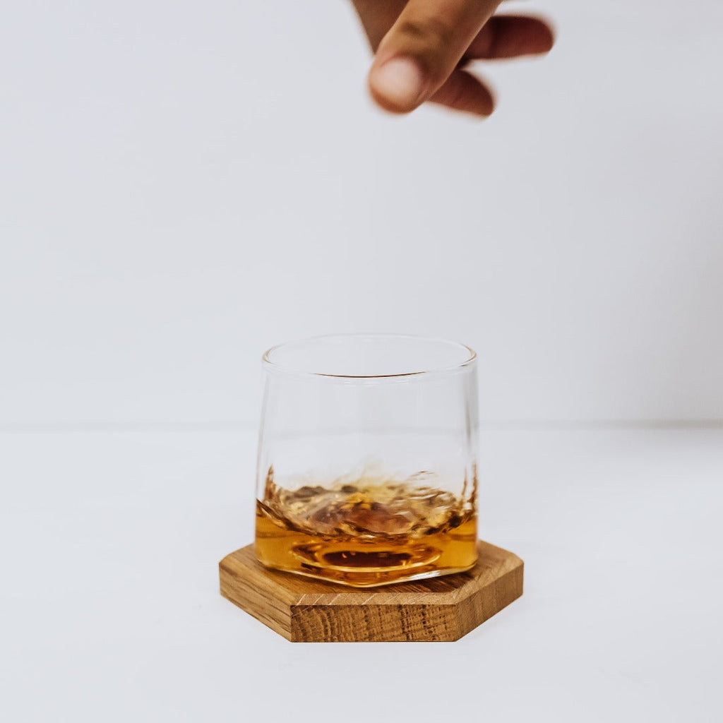 Pappy & Company Spinning Glass Set with Barrel Stave Coasters Home & Bar Pappy & Company 