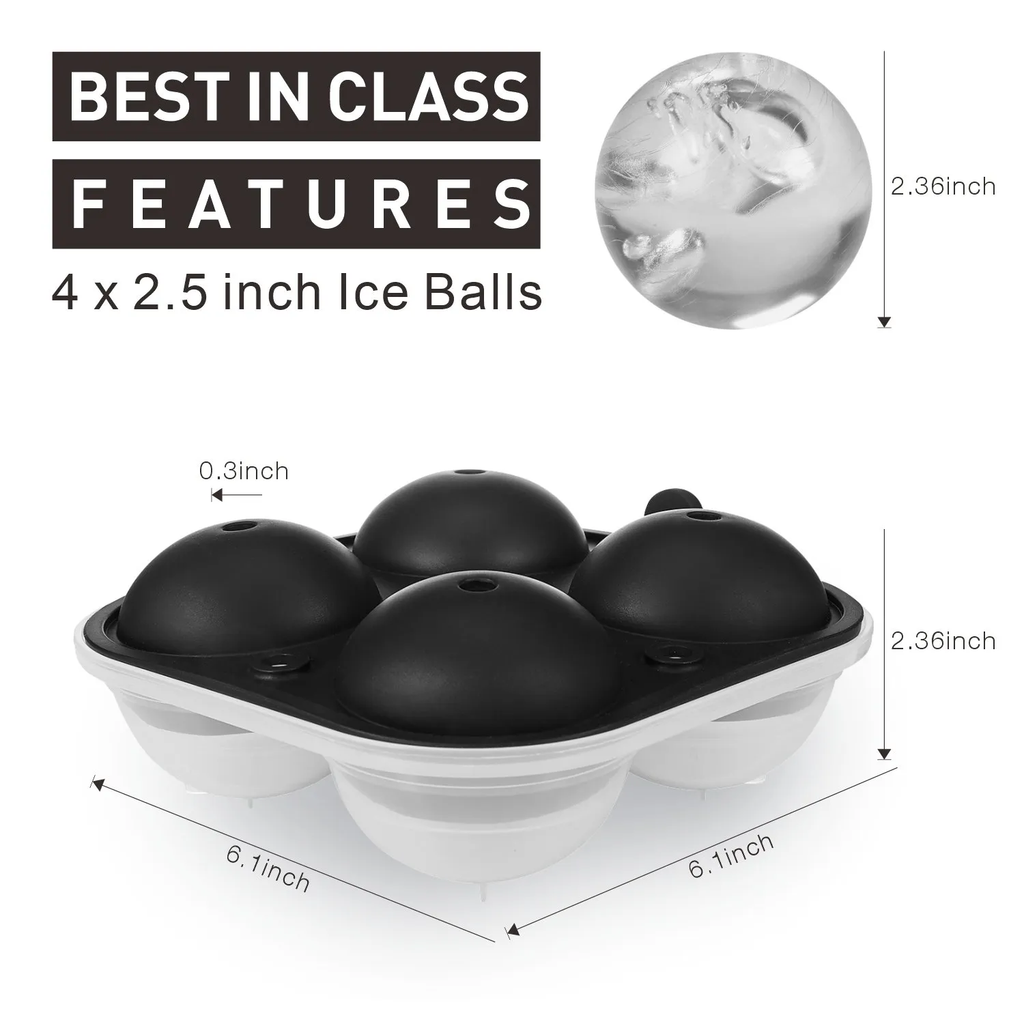 Whiskey Ice Ball Maker 2.5" Accessories Cusbus 