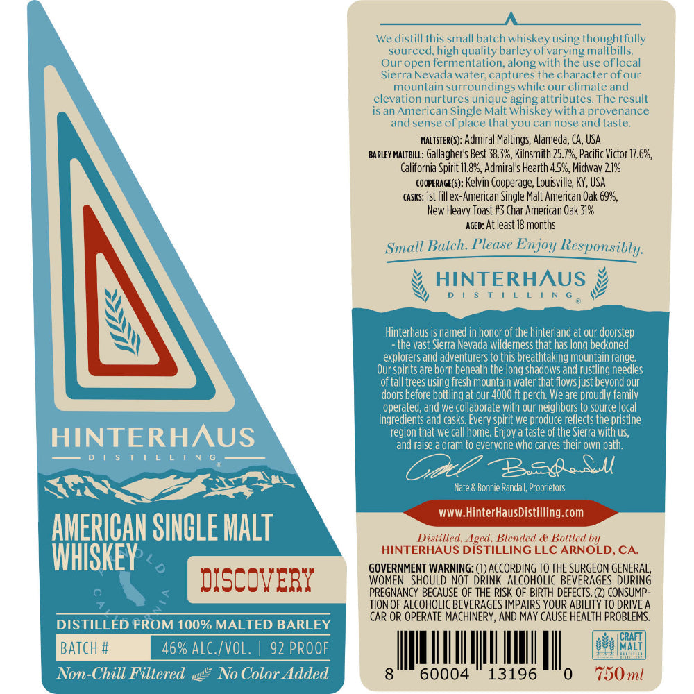 Hinterhaus Discovery American Single Malt Whiskey
