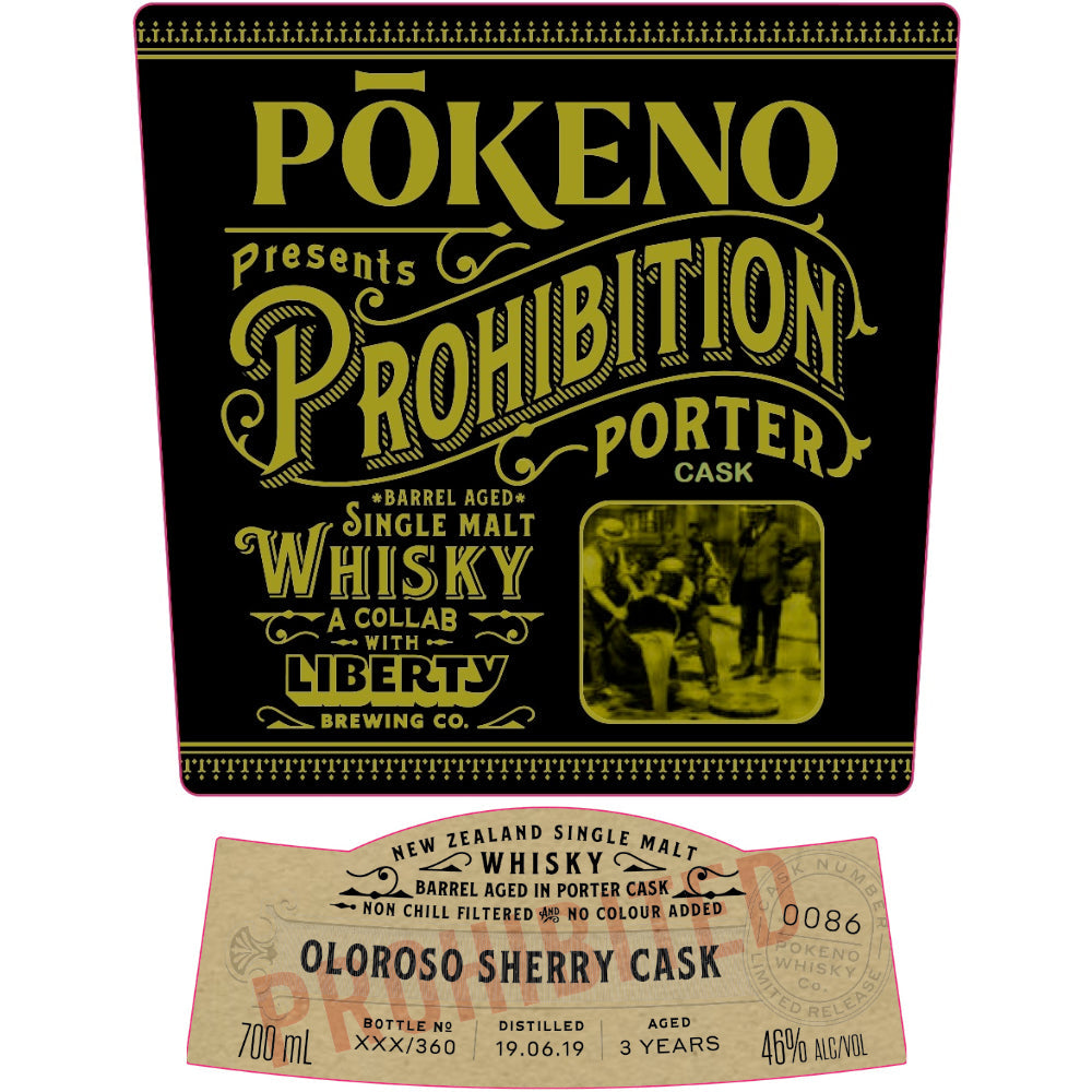 Pōkeno Prohibition Porter Oloroso Sherry Cask Single Malt Whisky Single Malt Whiskey Pōkeno Whisky 