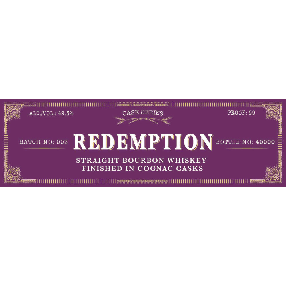 Redemption Cognac Cask Finish Batch 003 Bourbon Redemption 