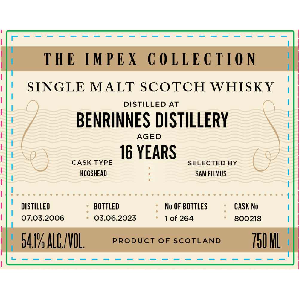 The ImpEx Collection Benrinnes Distillery 16 Year Old 2006 Scotch The ImpEx Collection 