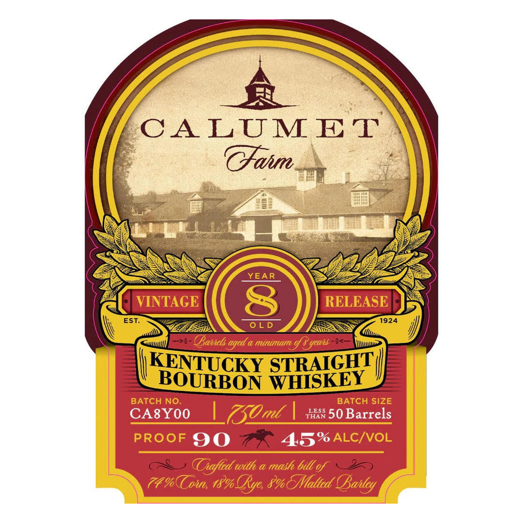 Calumet Farm 8 Year Old Bourbon Vintage Release Kentucky Straight Bourbon Whiskey Calumet Farm 