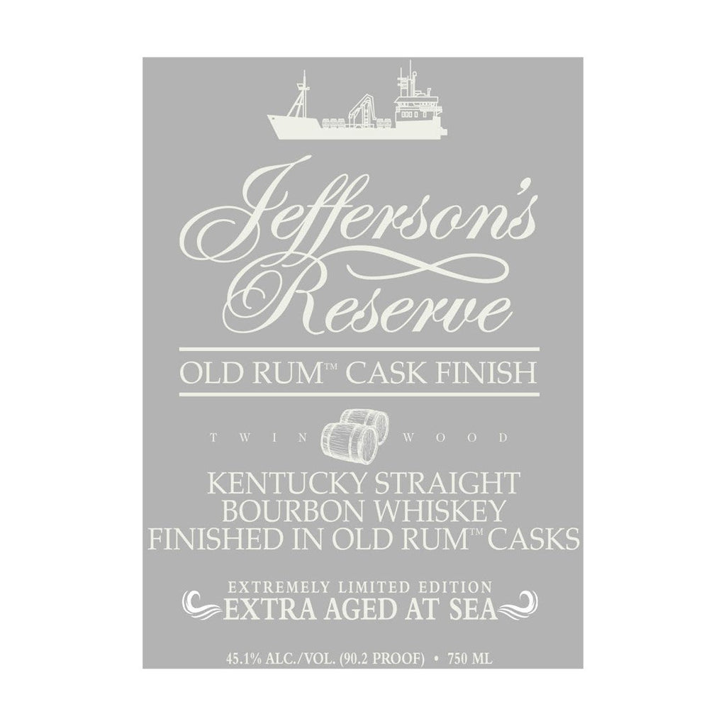 Jefferson’s Reserve Old Rum Cask Finish Extra Aged At Sea Kentucky Straight Bourbon Whiskey Jefferson's 