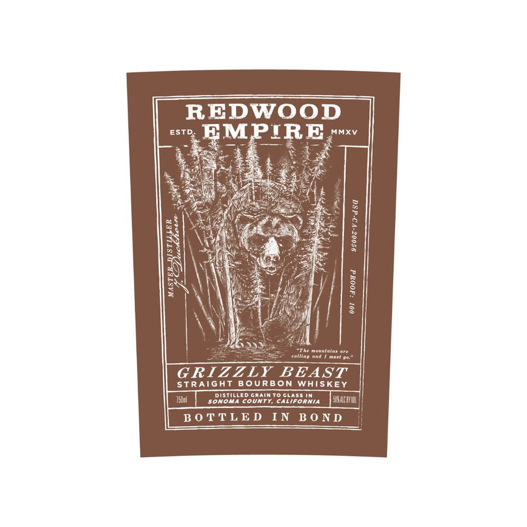 Redwood Empire Grizzly Beast Bourbon Bottled In Bond Straight Bourbon Whiskey Redwood Empire Whiskey 