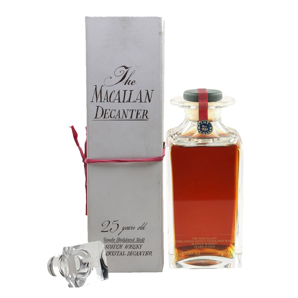 The Macallan 1963 25 Year Old Crystal Decanter Box & Stopper Scotch Whisky The Macallan 